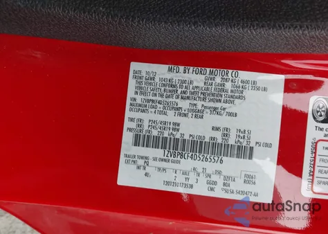 2013 Ford Mustang Gt Premium z USA, uszkodzony, nr VIN 1ZVBP8CF4D5265576